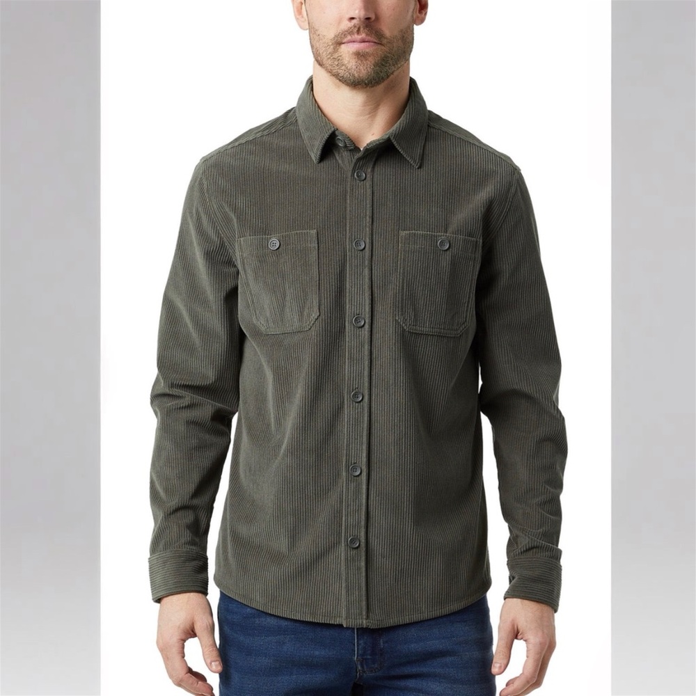 NWT 32 Degree Heat Men's Green Corduroy Shirt size XXL